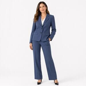 Kasper Pant Suit Blue 2 Pc Set Size 12/14 Blazer Jacket & Pants Career Work